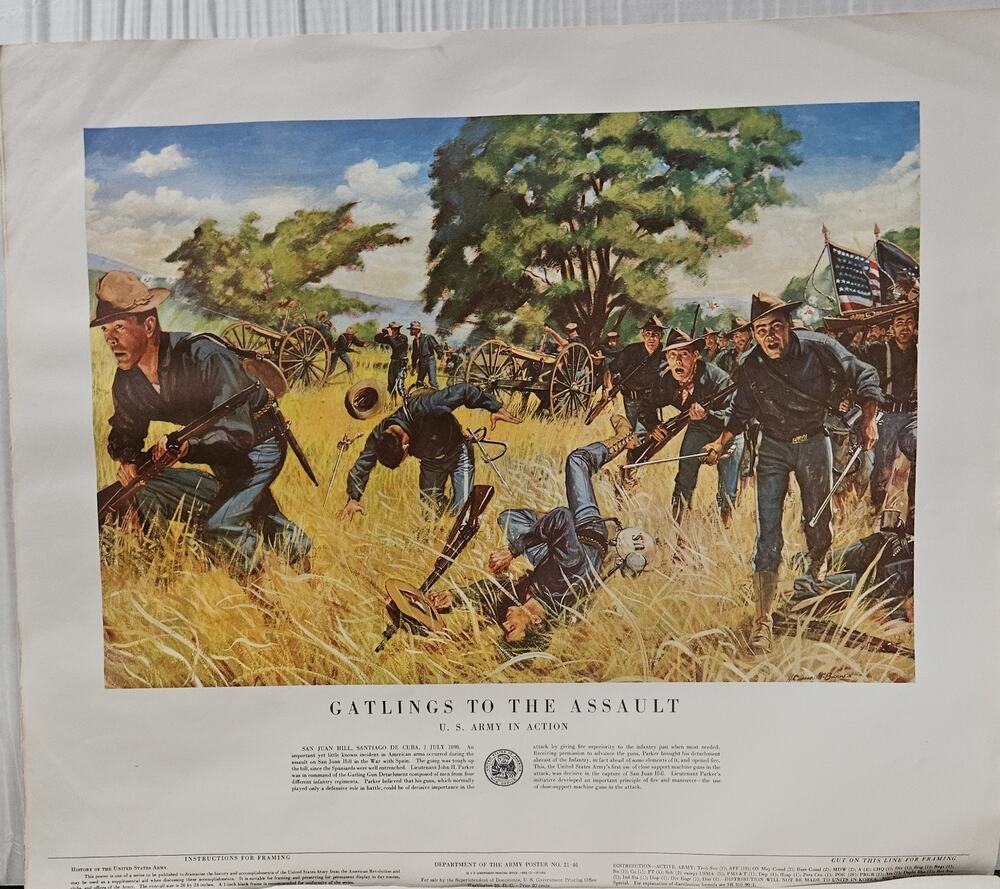 1953 US Army "Gatlings To The Assault" Poster 21-46. 1953. TJG7142